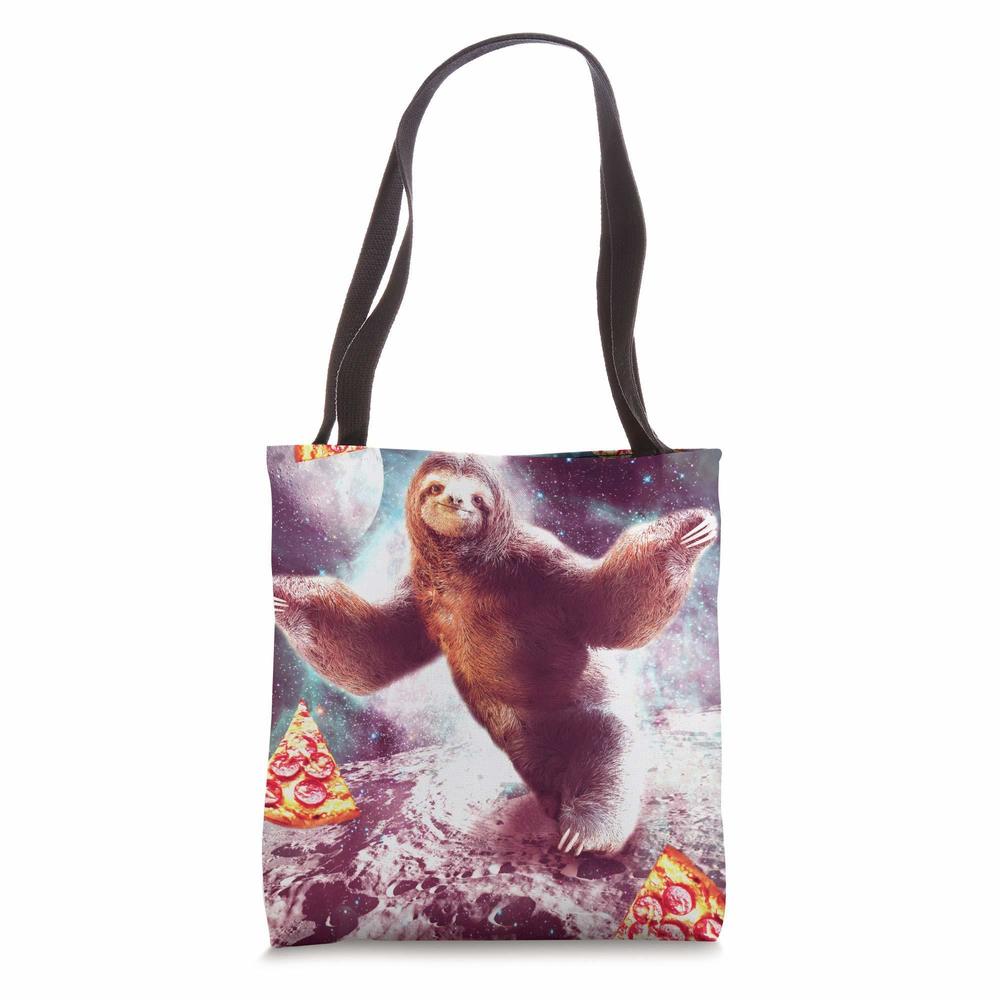 Funny Space Sloth With Pizza Tote Bag Uwu :D